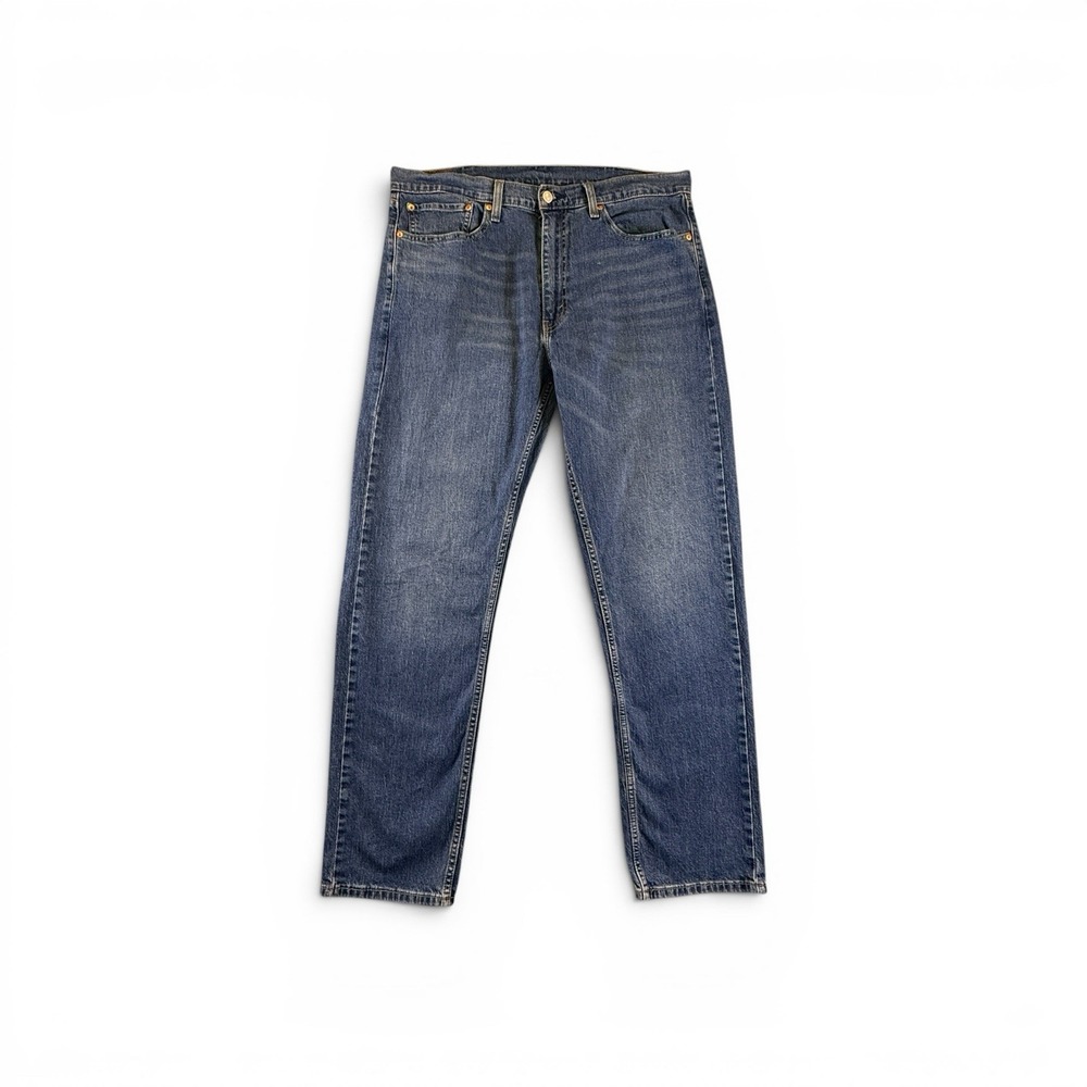 Levis 505 Jeans Mens 38x34 Blue Denim Regular Straight Leg Medium Wash Red Tab